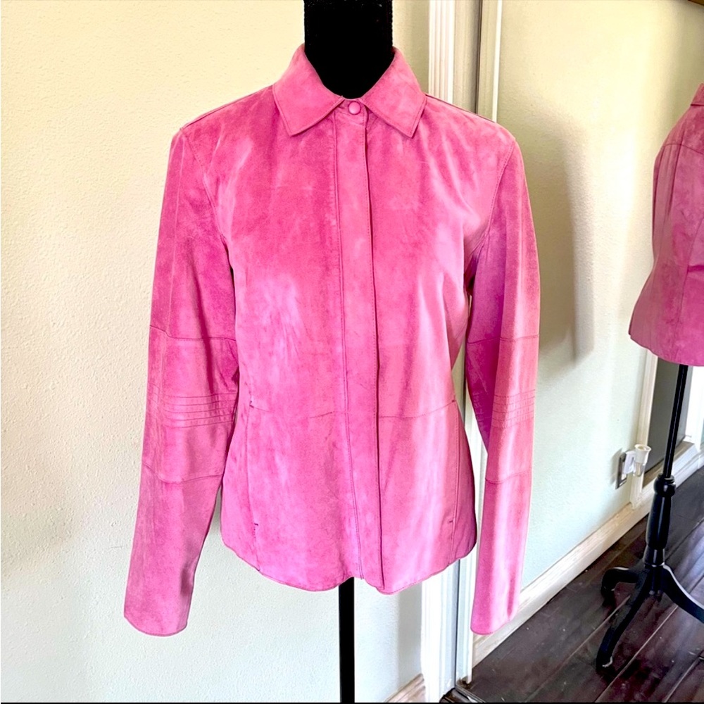 Classique Entier Pink 100% Suede Jacket/Shirt Size Small